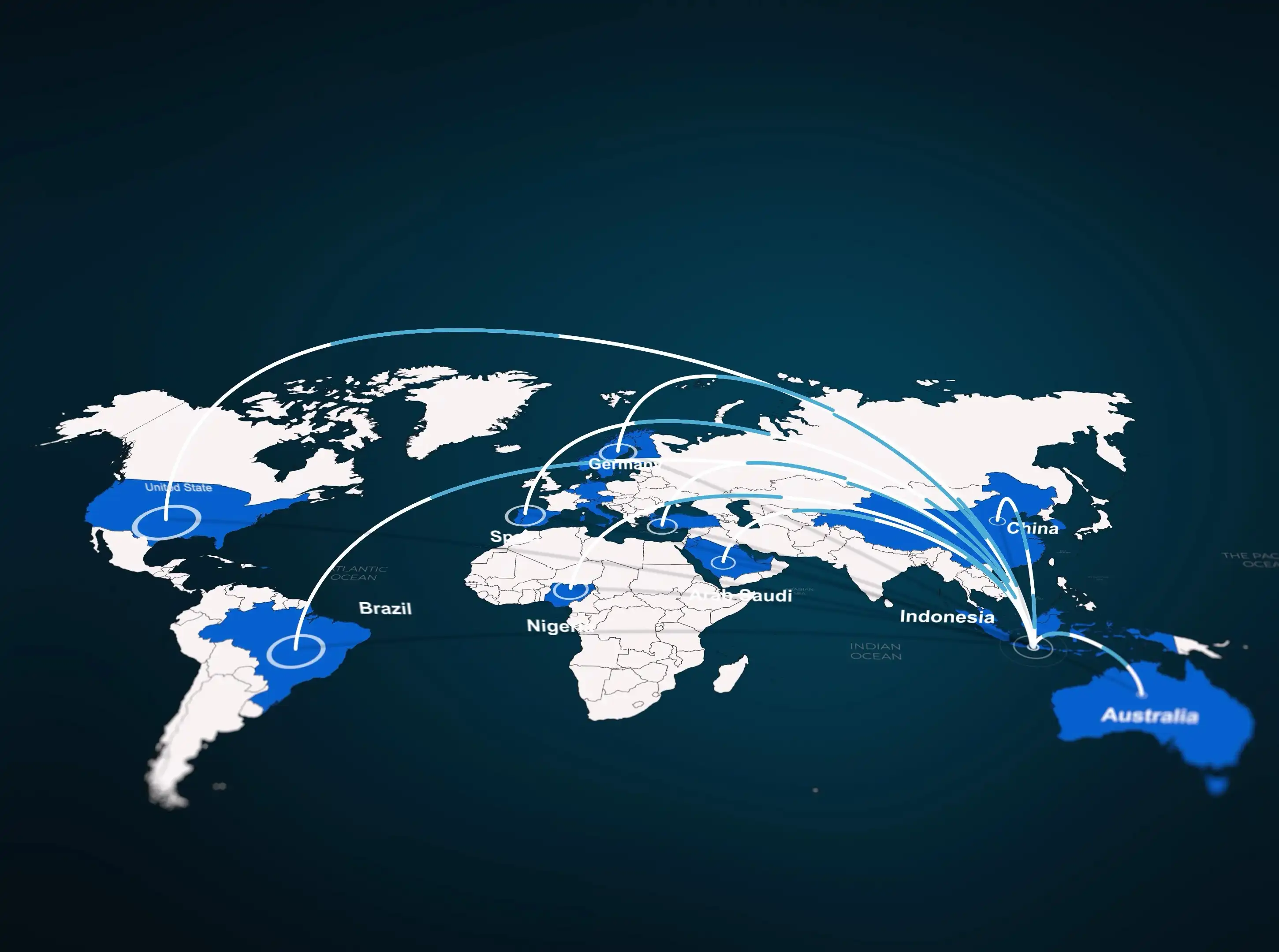 A stylized map showing global partnership connections